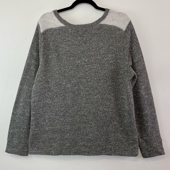 Loft Lou & Grey Sweatshirt Marled Gray Cream Shoulder Accent Sz XL Long Sleeve - Picture 3 of 9